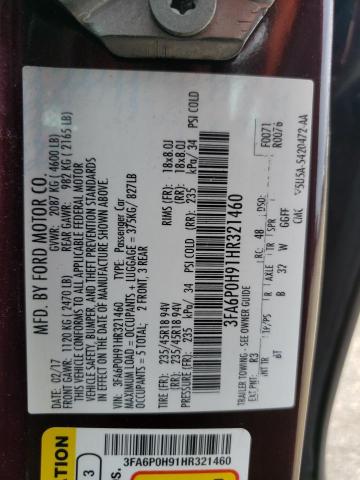 Photo 11 VIN: 3FA6P0H91HR321460 - FORD FUSION SE 