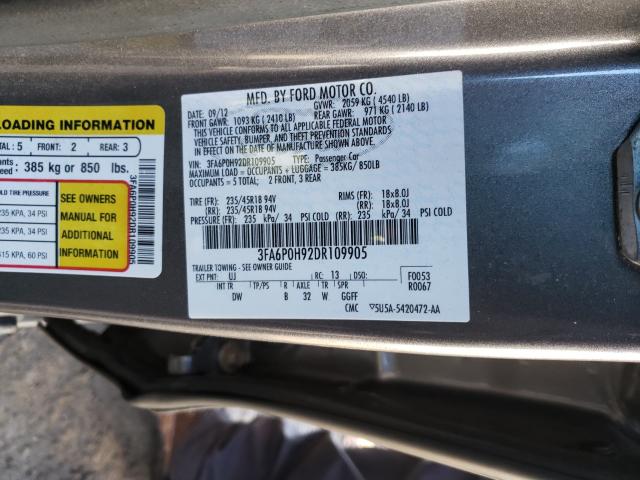 Photo 9 VIN: 3FA6P0H92DR109905 - FORD FUSION SE 