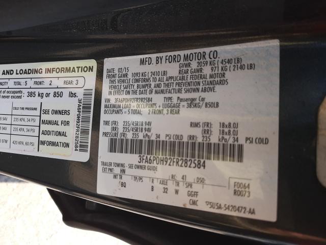 Photo 9 VIN: 3FA6P0H92FR282584 - FORD FUSION SE 