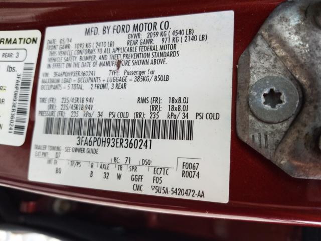 Photo 9 VIN: 3FA6P0H93ER360241 - FORD FUSION SE 