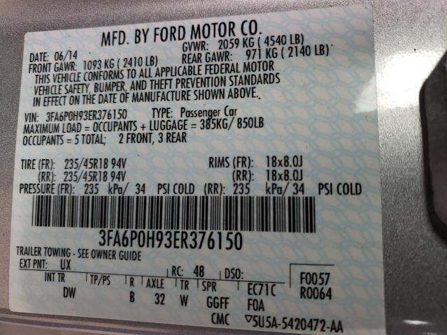 Photo 11 VIN: 3FA6P0H93ER376150 - FORD FUSION 