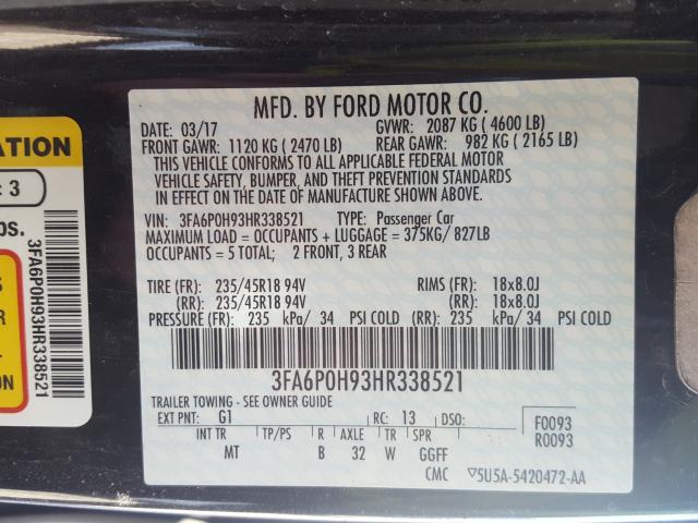 Photo 9 VIN: 3FA6P0H93HR338521 - FORD FUSION SE 