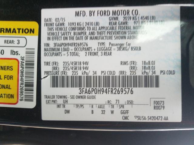 Photo 9 VIN: 3FA6P0H94FR269576 - FORD FUSION SE 