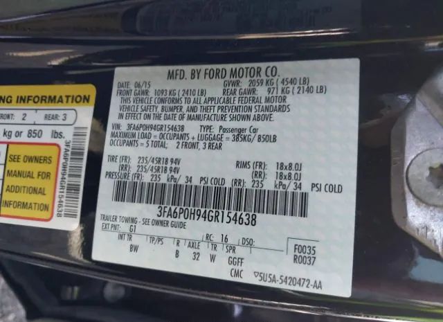 Photo 8 VIN: 3FA6P0H94GR154638 - FORD FUSION 