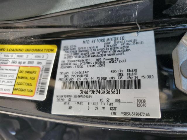 Photo 11 VIN: 3FA6P0H94GR365631 - FORD FUSION 