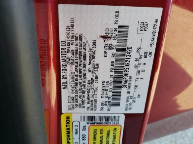 Photo 9 VIN: 3FA6P0H95DR213420 - FORD FUSION SE 