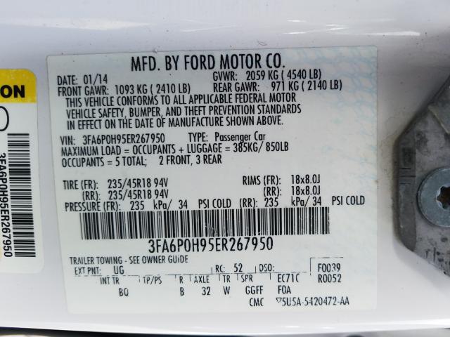 Photo 9 VIN: 3FA6P0H95ER267950 - FORD FUSION SE 