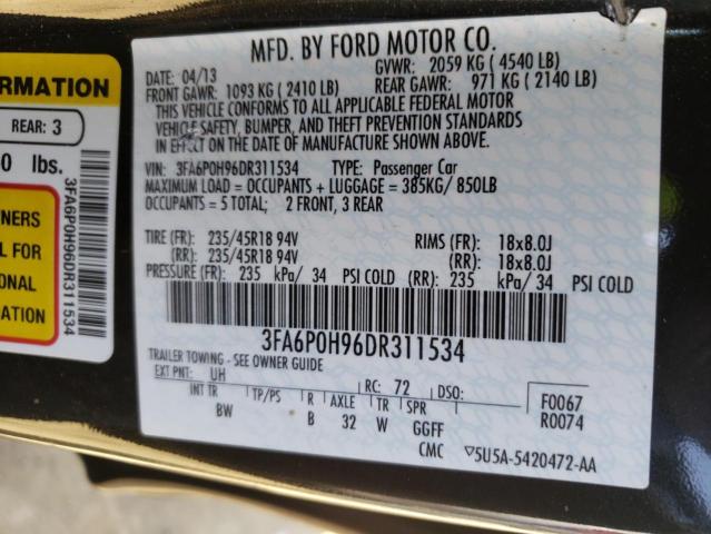 Photo 9 VIN: 3FA6P0H96DR311534 - FORD FUSION SE 