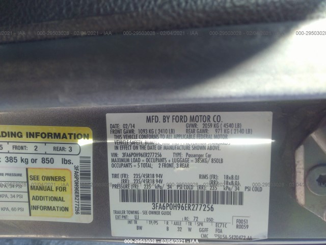 Photo 8 VIN: 3FA6P0H96ER277256 - FORD FUSION 