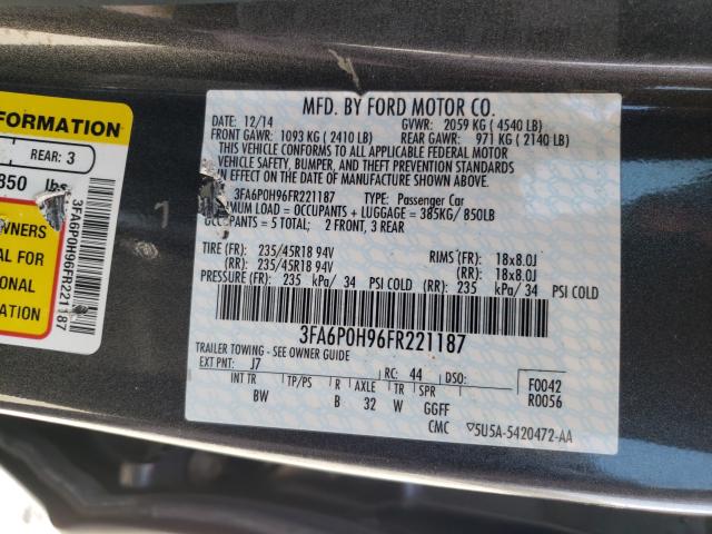 Photo 9 VIN: 3FA6P0H96FR221187 - FORD FUSION SE 