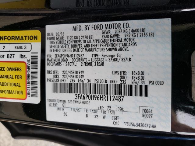 Photo 9 VIN: 3FA6P0H96HR112487 - FORD FUSION SE 