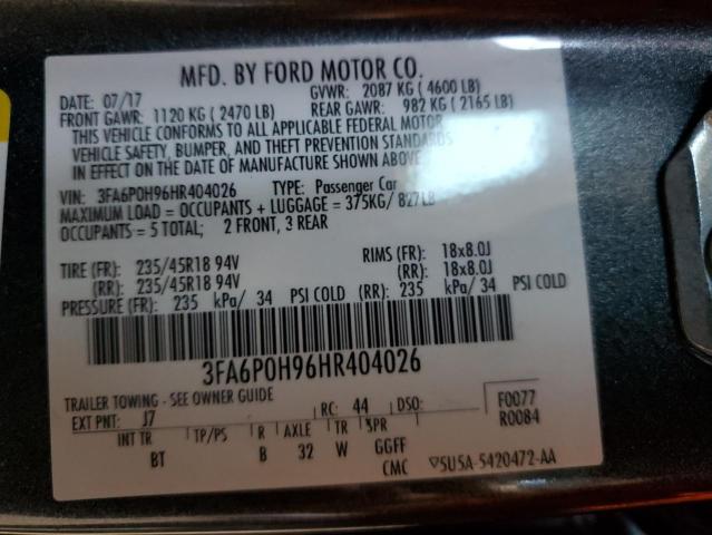 Photo 11 VIN: 3FA6P0H96HR404026 - FORD FUSION SE 