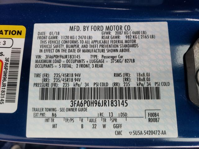 Photo 9 VIN: 3FA6P0H96JR183145 - FORD FUSION SE 