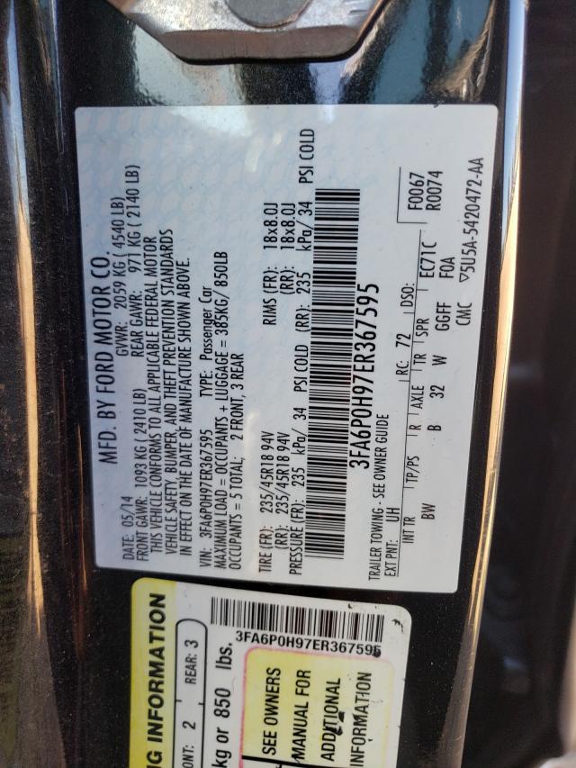 Photo 9 VIN: 3FA6P0H97ER367595 - FORD FUSION SE 