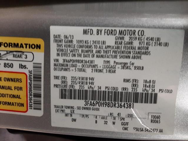 Photo 9 VIN: 3FA6P0H98DR364381 - FORD FUSION SE 