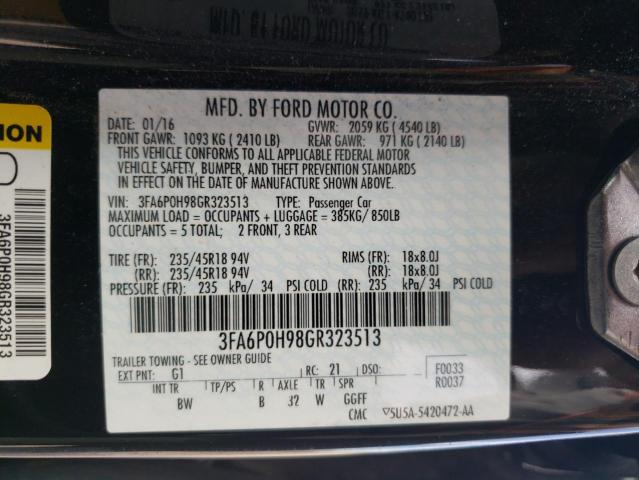 Photo 11 VIN: 3FA6P0H98GR323513 - FORD FUSION SE 