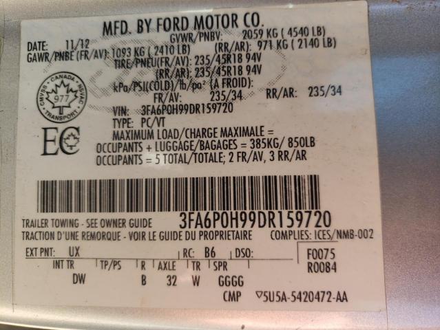 Photo 9 VIN: 3FA6P0H99DR159720 - FORD FUSION SE 