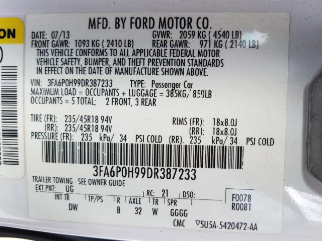 Photo 9 VIN: 3FA6P0H99DR387233 - FORD FUSION 