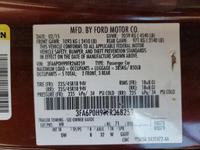 Photo 9 VIN: 3FA6P0H99FR268259 - FORD FUSION SE 