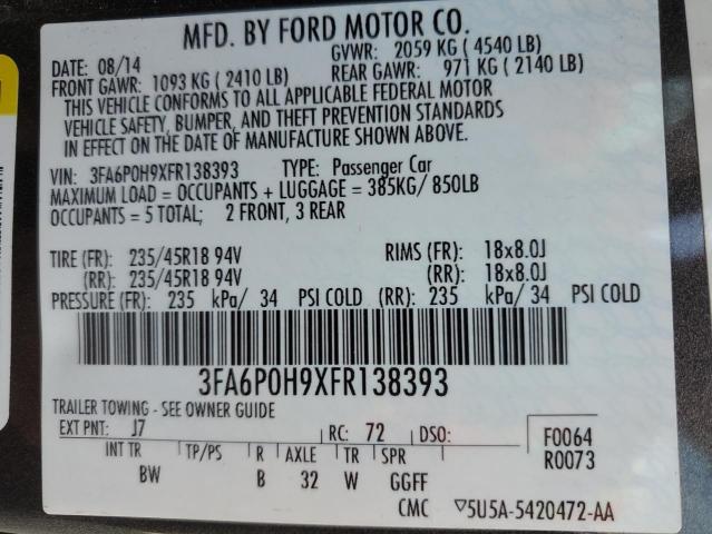 Photo 11 VIN: 3FA6P0H9XFR138393 - FORD FUSION SE 