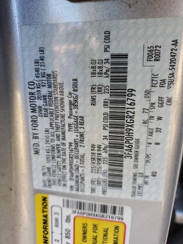 Photo 9 VIN: 3FA6P0H9XGR216799 - FORD FUSION SE 