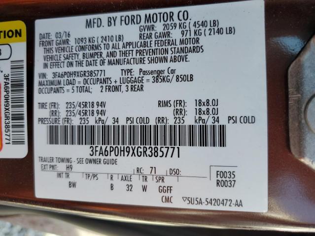 Photo 11 VIN: 3FA6P0H9XGR385771 - FORD FUSION SE 