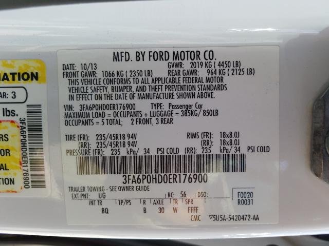 Photo 9 VIN: 3FA6P0HD0ER176900 - FORD FUSION SE 