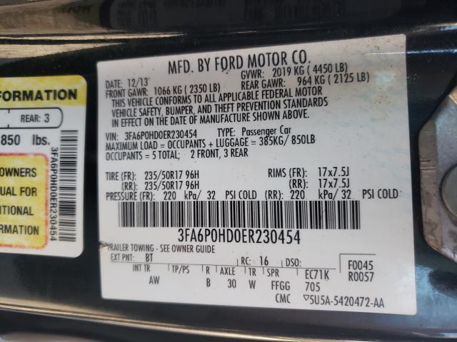 Photo 9 VIN: 3FA6P0HD0ER230454 - FORD FUSION SE 