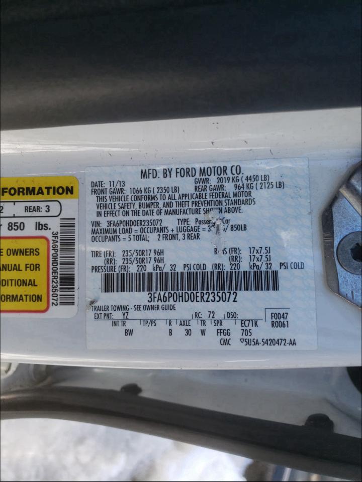 Photo 9 VIN: 3FA6P0HD0ER235072 - FORD FUSION SE 