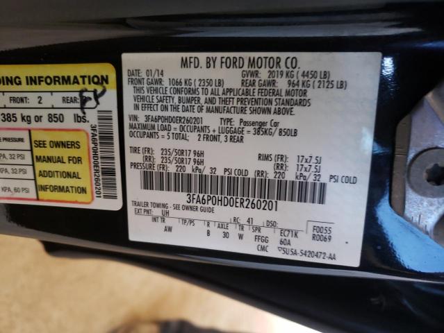 Photo 9 VIN: 3FA6P0HD0ER260201 - FORD FUSION SE 