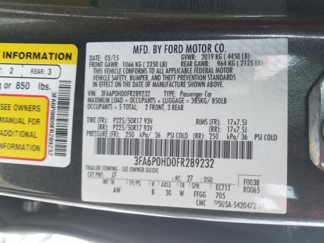 Photo 9 VIN: 3FA6P0HD0FR289232 - FORD FUSION SE 