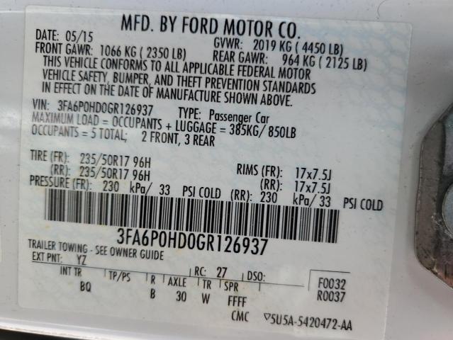 Photo 11 VIN: 3FA6P0HD0GR126937 - FORD FUSION SE 