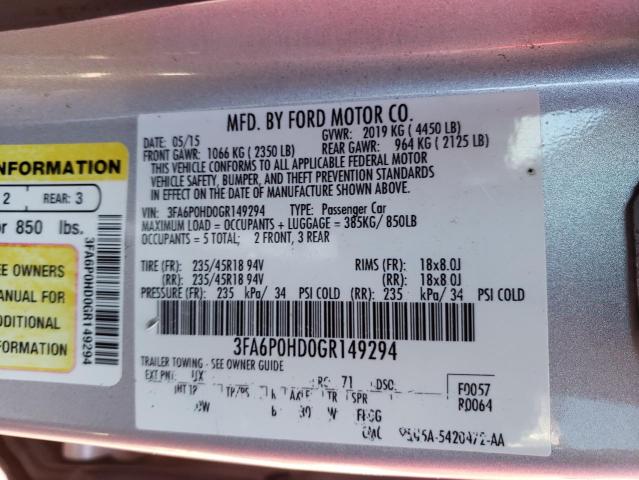 Photo 9 VIN: 3FA6P0HD0GR149294 - FORD FUSION SE 