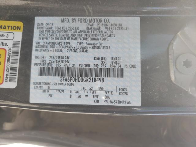 Photo 9 VIN: 3FA6P0HD0GR218498 - FORD FUSION SE 