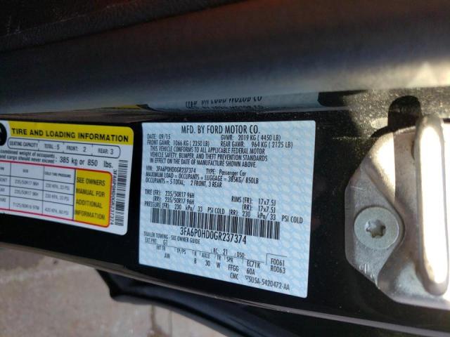 Photo 9 VIN: 3FA6P0HD0GR237374 - FORD FUSION SE 