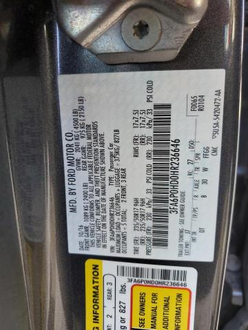 Photo 11 VIN: 3FA6P0HD0HR236646 - FORD FUSION SE 