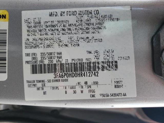 Photo 9 VIN: 3FA6P0HD0HR412742 - FORD FUSION SE 