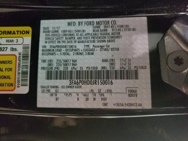 Photo 9 VIN: 3FA6P0HD0JR150016 - FORD FUSION SE 