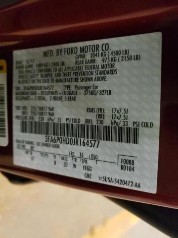 Photo 9 VIN: 3FA6P0HD0JR164577 - FORD FUSION SE 