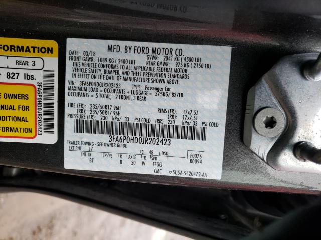 Photo 9 VIN: 3FA6P0HD0JR202423 - FORD FUSION SE 