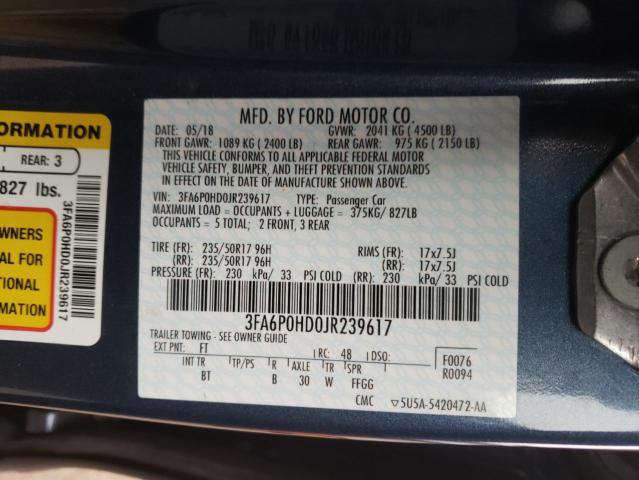 Photo 9 VIN: 3FA6P0HD0JR239617 - FORD FUSION SE 