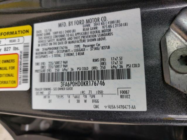 Photo 11 VIN: 3FA6P0HD0KR176746 - FORD FUSION SE 