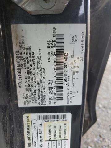 Photo 11 VIN: 3FA6P0HD0KR216842 - FORD FUSION SE 