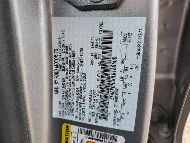 Photo 11 VIN: 3FA6P0HD0LR160600 - FORD FUSION SE 