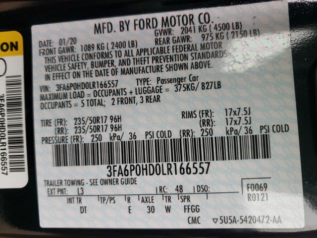 Photo 9 VIN: 3FA6P0HD0LR166557 - FORD FUSION SE 