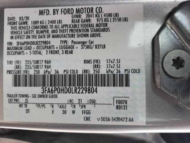 Photo 11 VIN: 3FA6P0HD0LR229804 - FORD FUSION 