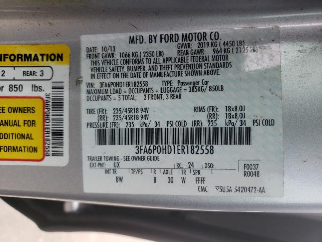 Photo 9 VIN: 3FA6P0HD1ER182558 - FORD FUSION SE 