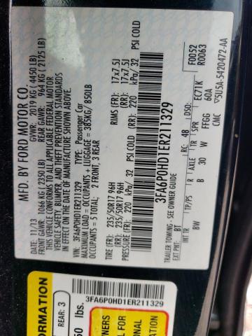 Photo 11 VIN: 3FA6P0HD1ER211329 - FORD FUSION SE 