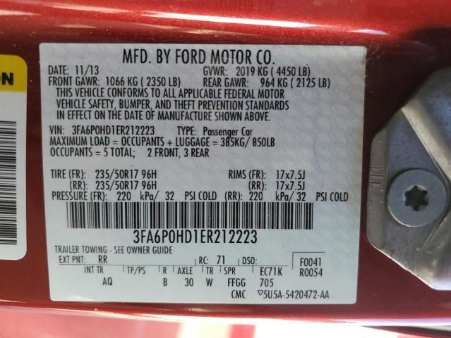 Photo 11 VIN: 3FA6P0HD1ER212223 - FORD FUSION SE 