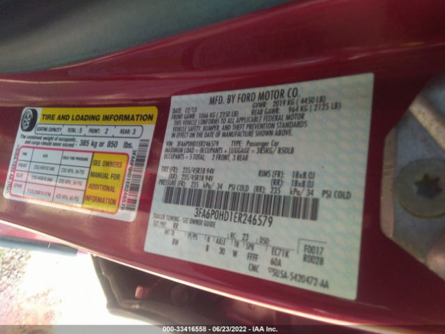 Photo 8 VIN: 3FA6P0HD1ER246579 - FORD FUSION 